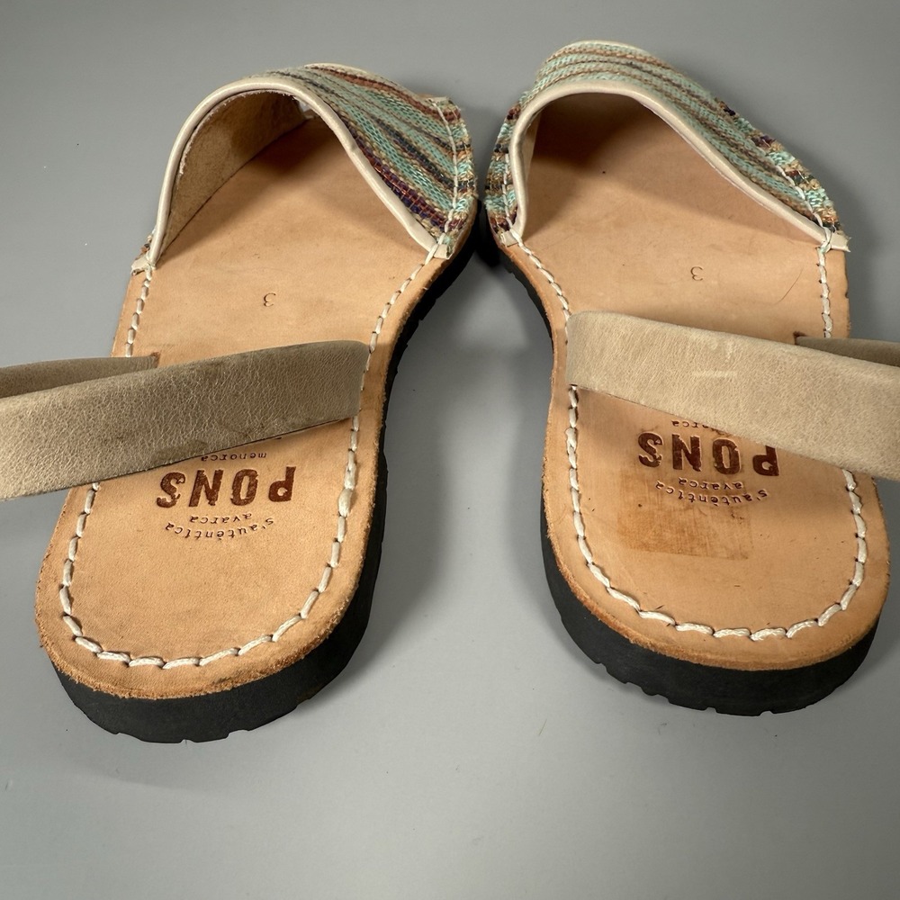 Pons Women's Avarca Leather Colorful Sandals Ankle Strap Size 34 US 3 - Picture 7 of 13